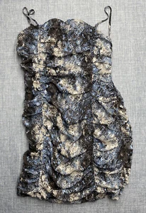 J.O.A. Just One Answer Kleid Schlangenmuster kurz gerafft Gr. M Spaghettiträger - Bild 1 von 5