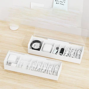 7 Grids USB Cable Storage Box with Lid Desktop Wire Organizer Holder Home Office - Picture 1 of 6