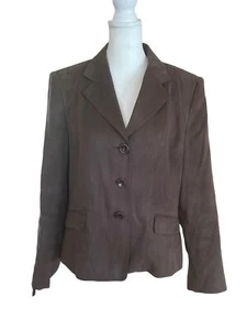 Talbots Chocolate Brown Suede Three Button Front Jacket Size 8 - Picture 1 of 11