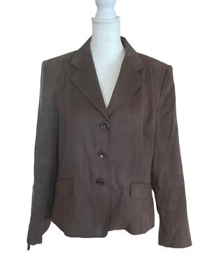 Talbots Chocolate Brown Suede Three Button Front Jacket Size 8 - Image 1 of 4