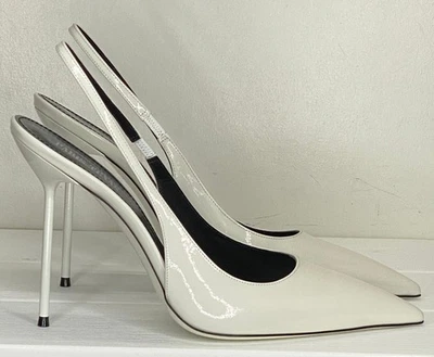 Paris Texas Womens Lidia Slingback Heels Size 10 White Patent Stiletto Slip-On - Image 1 of 4