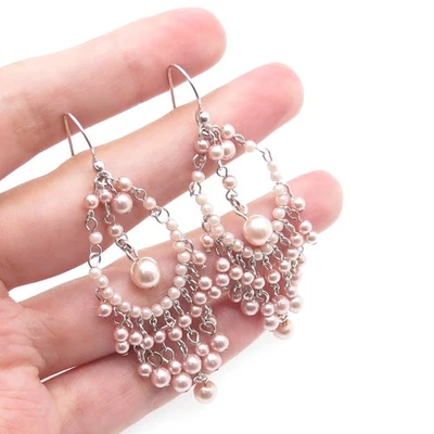 Pendientes colgantes con araña de perlas de imitación de plata de ley 925 DBJ DEE BERKLE Foto 1 de 4