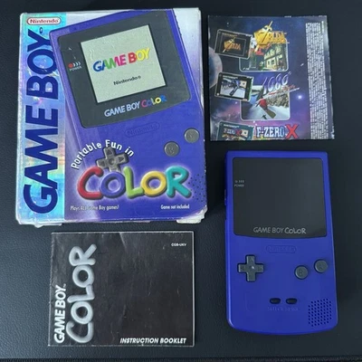 Modded Game Boy Color Grape | OLED Backlit Screen & USB-C | Boxed + Manual CIB - Image 1 of 4