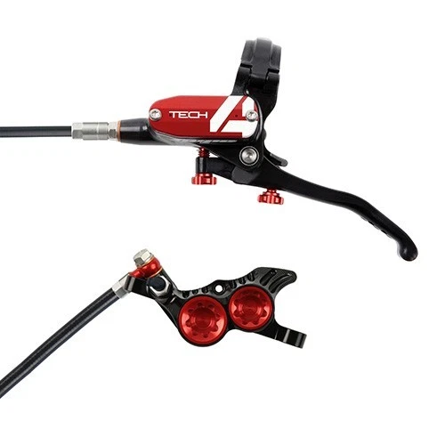 Hope Tech 4 V4 Downhill E-Bike Brake - Black/Red - Black Hose - Left Hand Front - Image 1 of 1