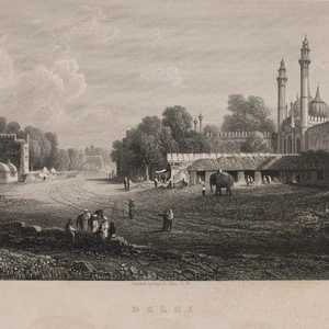 Delhi Vista histórica India William Purser según sign orig grabado en acero siglo XIX - Imagen 1 de 4