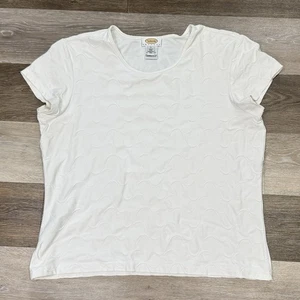 Vtg Talbots Top Women’s Sz Large Petite Off White Textured Stretch Nylon Korea - Picture 1 of 6