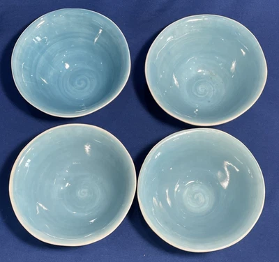 Juego/4 cuencos de cereal "Seagate" -CANVAS HOME concha bisque porcelana ~hechos a mano 7,25" Foto 1 de 4