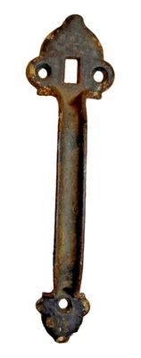 大号古董铸铁门把手拉 8 3/4 英寸哥特式 Fleur-de-Lis Rustic Barn — 第 1/4 张图片