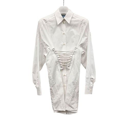 Prada Mini Abito Popeline Triangolo Logo Bianco PRB021023 126877138