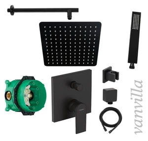 vanvilla Duschset Regendusche m. Armatur Hansgrohe HGS87 schwarz matt Unterputz - Bild 1 von 6