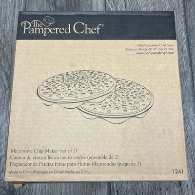 Pampered Chef Negro Silicona Juego de 2 Piezas Microondas Chip Maker 1241 Foto 1 de 2