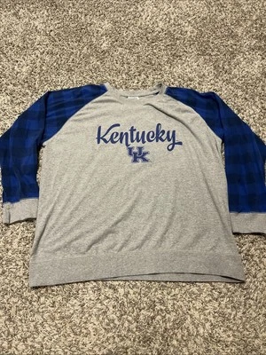 UK Kentucky Wildcats Women’s XL Pressbox By Royce Apparel Sweater Plaid Sleeves - Image 1 of 4