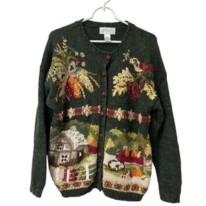 Maglione Cardgian Casual Corner Annex Vintage Donna Taglia Media Verde Ricamato Autunno - Foto 1 di 5