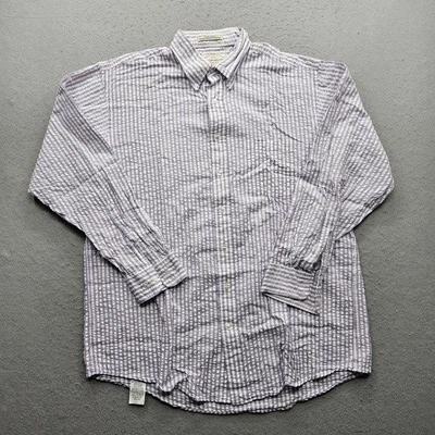 Camisa Jacob Miller Para Hombre Talla Grande Púrpura Blanca Rayas Manga Larga Con Botones Foto 1 de 4