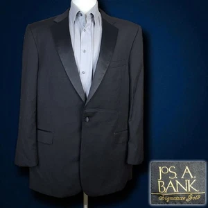 Joseph A Bank Tuxedo Jacket Mens 46L Black one Button Wool - Picture 1 of 9