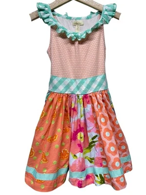 Matilda Jane Trufa Pudín Niñas Talla 4 Giro Volantes Rosa Floral Colorido Foto 1 de 4