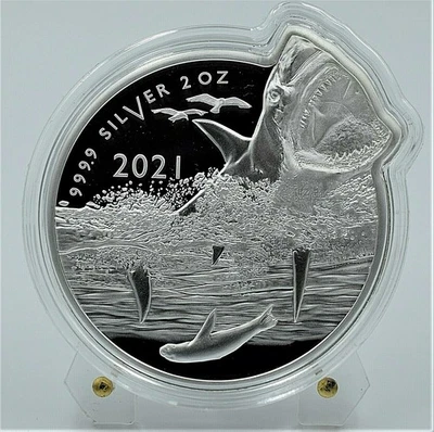 Solomon Islands 2021 - Great White Shark Ocean Predators 2 Oz Silver Coin - image 1 of 4