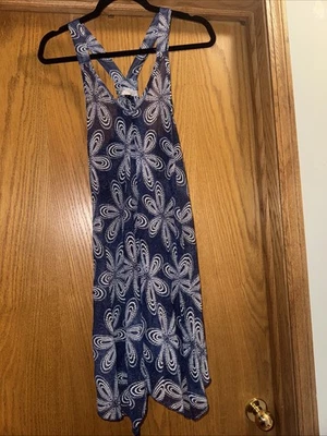 Cubierta de natación J Valdi azul y blanco con flores pequeña Foto 1 de 4