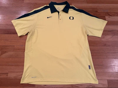 Nike Oregon Ducks Men's XL Yellow Green Logo Patch Dri-Fit Polo Shirt - Image 1 of 4