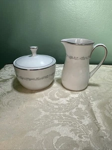Noritake China Brooklane Set Of 2 Creamer & Sugar Bowl - #6112 - Made In Japan - Picture 1 of 18
