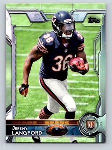 2015 Topps #471a Jeremy Langford Chicago Bears novato - Imagen 1 de 2