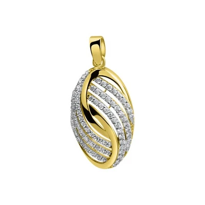 Fascination colliers pendentifs en or jaune 585/- bicolore avec 74 zircons... - Photo 1/3