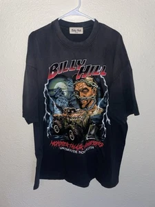 RARA CAMISETA BILLY HILL MONSTER TRUCK CEMENTERIO NEGRA DESCOLORIDA POR EL SOL - Imagen 1 de 4