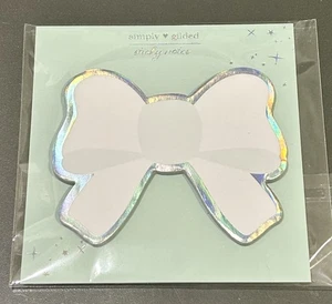 New Simply Gilded Green / White Bows with Holo Lining Notepad Sticky Notes - Picture 1 of 2