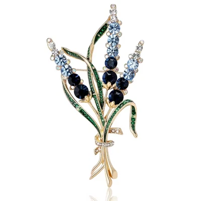 Broche flor lavanda ramo prendedor oro cristal acción de gracias y otoño joyería regalo Foto 1 de 4