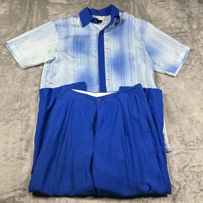Stacy Adams 2-Piece Set – M Shirt & 32” Pants – Polyester/Viscose – Blue - Image 1 of 4