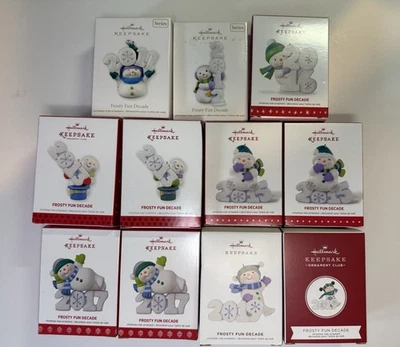 Lote de adornos serie Hallmark Frosty Fun Decade KOC repintado Colorway 2011-2019 Foto 1 de 4