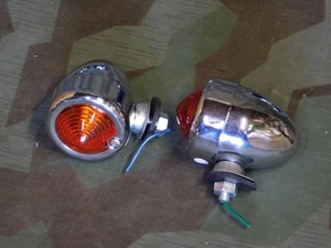 Knucklehead, Panhead, Shovelhead Single Contact Bullet Lights. Amber Lens - Picture 1 of 1