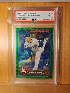 2024 yoshinobu yamamoto 18 green wave Psa 9 mint /99 only 99 made rc rookie - Picture 1 of 5