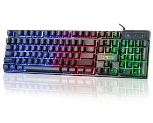 Kabelgebundene Gaming Tastatur, 104 Tasten Full Size, mit Anti-Ghosting und Multimedia... - Bild 1 von 8