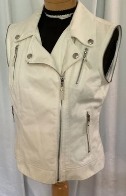 BCBGeneration Women's Size M White Denim Jacket Vest Zip Off Sleeves ****READ - Image 1 of 4