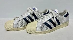 Adidas Superstar 80 Knit Sneaker Mens Size US 8.5 UK 8 White Low Top Lace Up GUC - Foto 1 di 13
