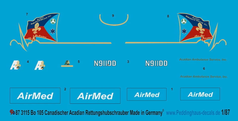 Peddinghaus 3115 1/87 Canadischer Acadian Elicottero di Salvataggio - Immagine 1 di 1