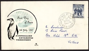 Cubierta real primer día AAT 1962 5d azul vestida, buen estado - Imagen 1 de 1