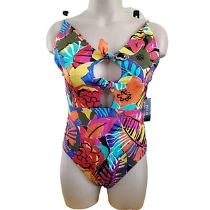 Ralph Lauren Damen Tropical Badeanzug Einteiler Tie Cutout M - Bild 1 von 3