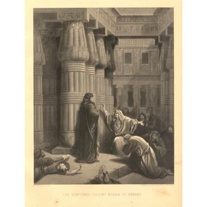 Die Ägypter drängen Moses zur Abreise - antike Gustave Dore Illustration rahmenlos - Bild 1 von 4