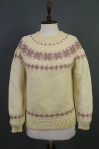 DALE OF NORWAY Beige Wool Fair Isle Knit Cardigan Sweater Size L / 44 - Picture 1 of 16