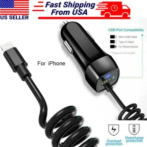 Car Charger Adapter for iPhone 14 13 12 11 Pro Max X XS XR 6 7 8+ Fast Charging - Picture 1 of 9
