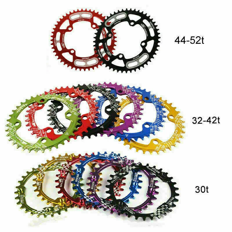 Plato individual para bicicleta MTB SNAIL 104BCD ancho estrecho 30-52T apto para manivela SHIMANO/FSA Foto 1 de 4