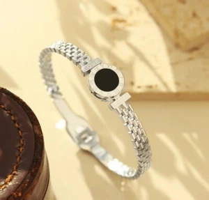 Platin Silber Edelstahl römische Zahlen Zahl Liebe Armband UK Verkäufer - Bild 1 von 7