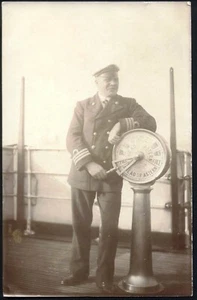 Oficial Naval Operating Engine Order Telegraph. Foto postal real vintage - Imagen 1 de 1