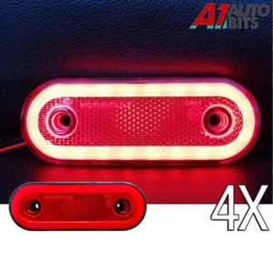Red Side 20 LED Rear Tail Marker Lights Oval X4 12V 24V Neon Trailer Truck Lorry - Picture 1 of 6