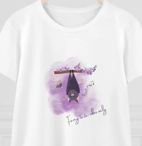 Womens cotton tshirt cute bat shirt flying fox top microbat tshirt gift wildlife - Picture 1 of 12