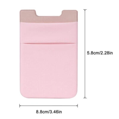 Two Pockets Cell Phone Credit Card Holder Wallet Sticker Key Adhesive Lycra  - Image 1 of 4