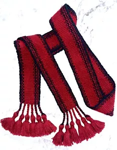 Cinturón Tejido Boho Ucrania Negro Rojo Ornamento Geométrico Borde Cinta Esla... - Imagen 1 de 9