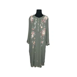Paparazzi grün bestickt Blumen Midikleid Gr. Small - Bild 1 von 15